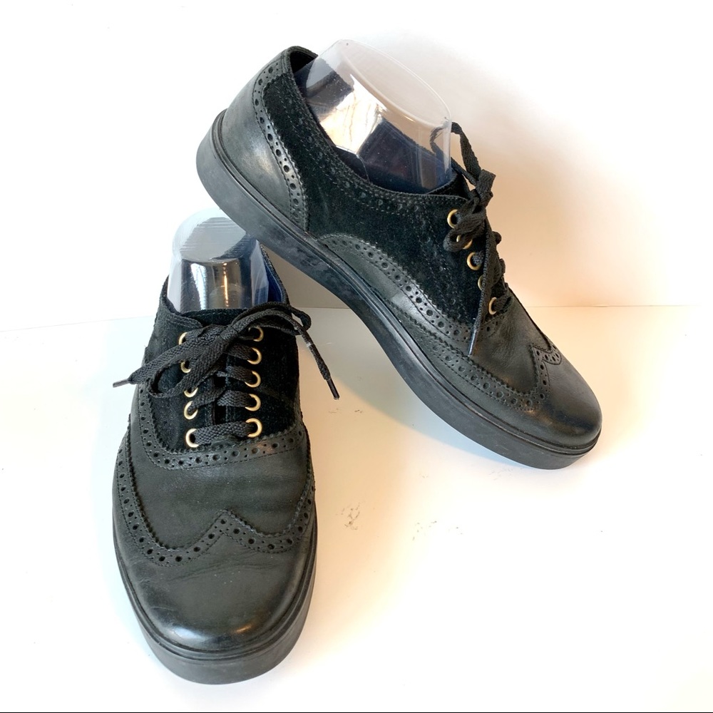 COLE HAAN Leather/Suede Wing Tip Oxfords—SZ. 9.5